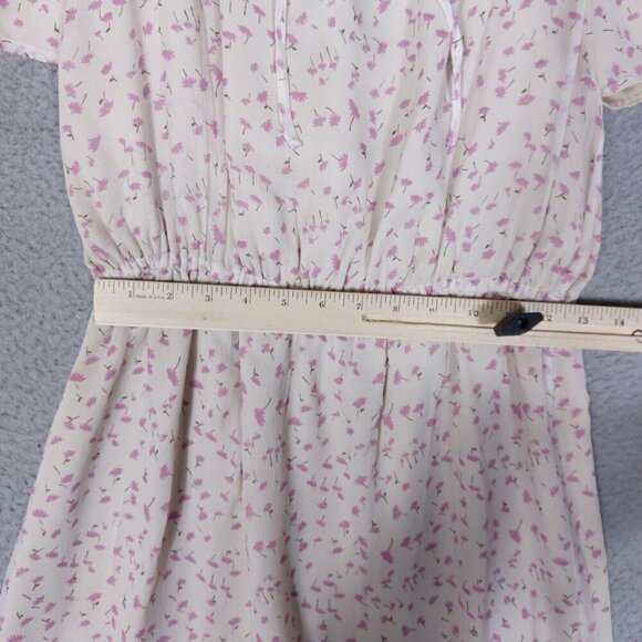 J.Crew A-line Dress Women's 2 Ivory Floral 100% Silk Short Sleeve Mini Cottage - Picture 6 of 14